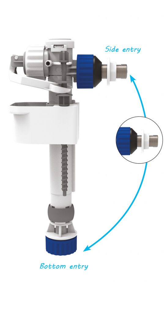 Universal 2 in 1 fill valve SIAMP for side or bottom connection