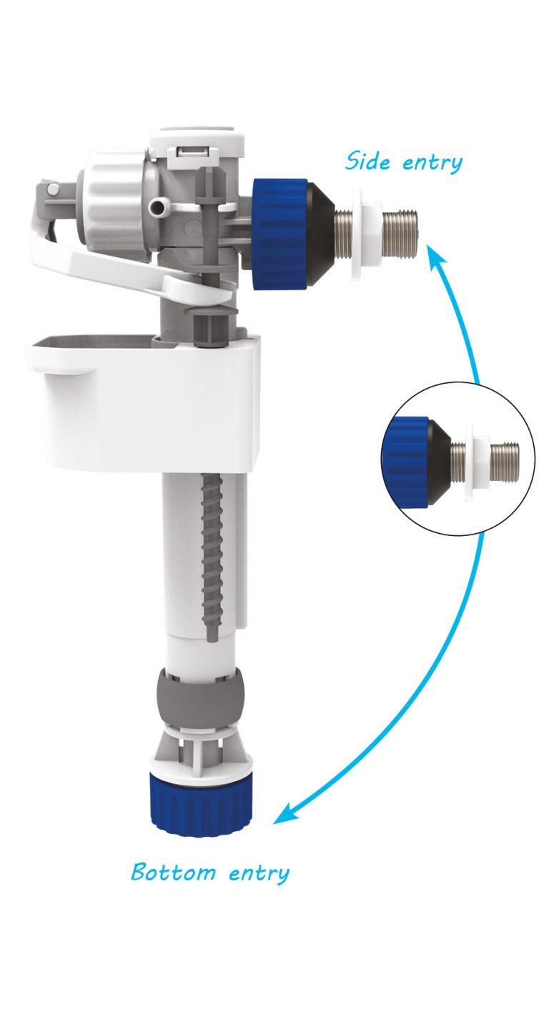 Universal 2 in 1 fill valve SIAMP for side or bottom connection